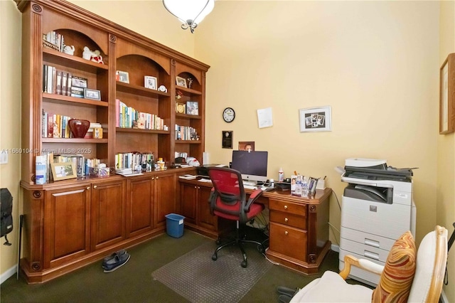 office with dark carpet