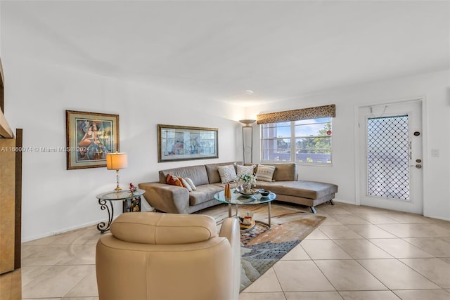 view of tiled living room