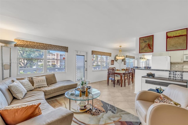 view of tiled living room