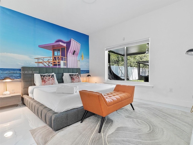 bedroom with marble finish floor