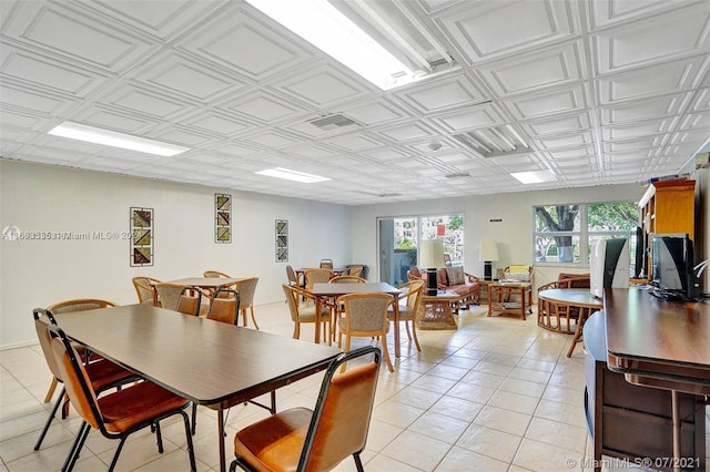 view of tiled dining area