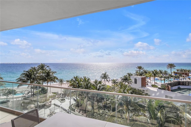 view of water feature with a view of the beach