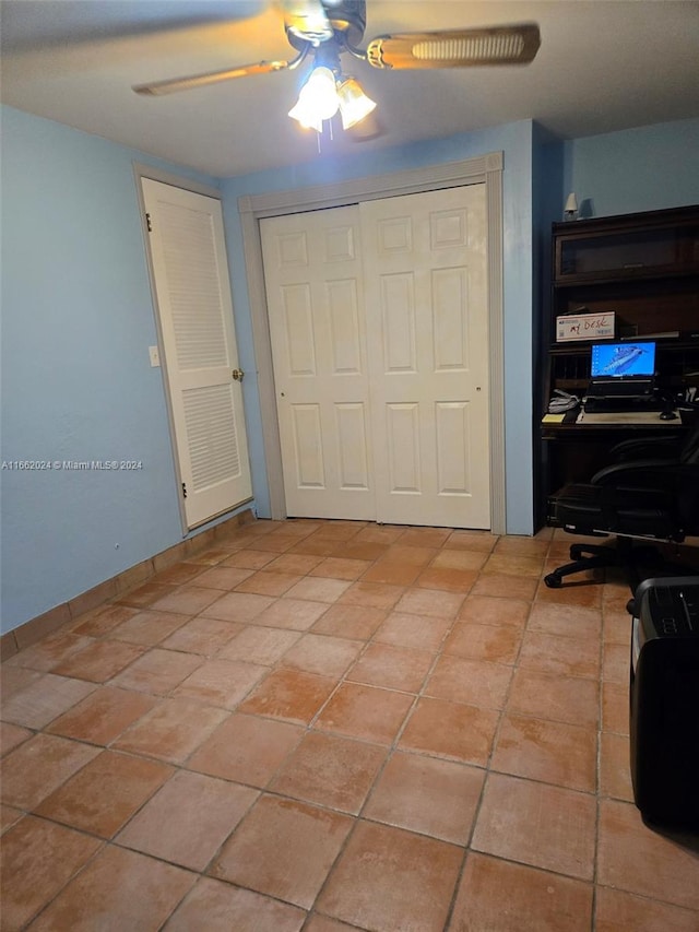 home office featuring ceiling fan