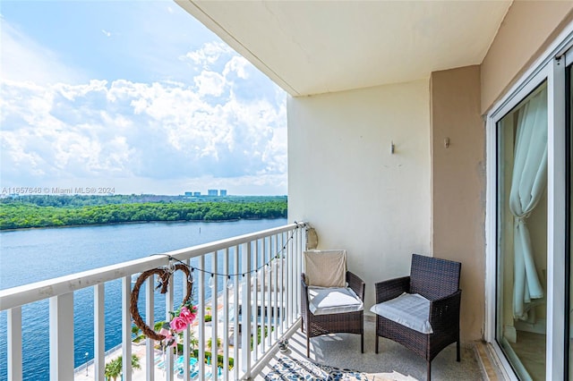 balcony with a water view