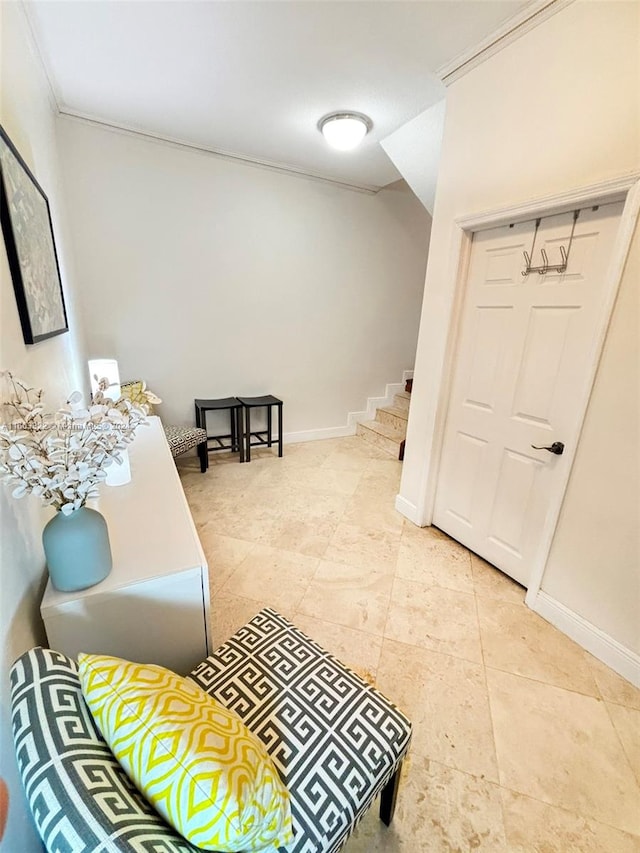 interior space with ornamental molding