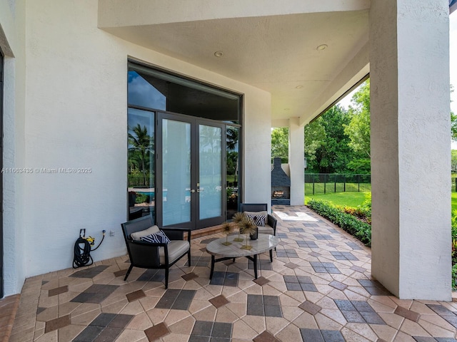 view of patio / terrace featuring french doors