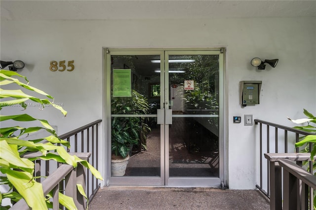 property entrance with french doors