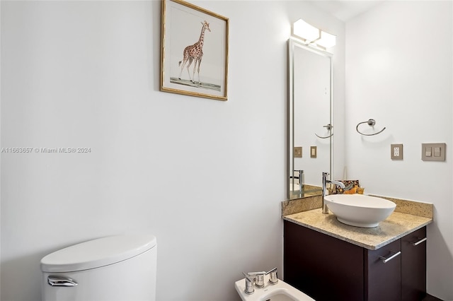 bathroom featuring vanity, a bidet, and toilet