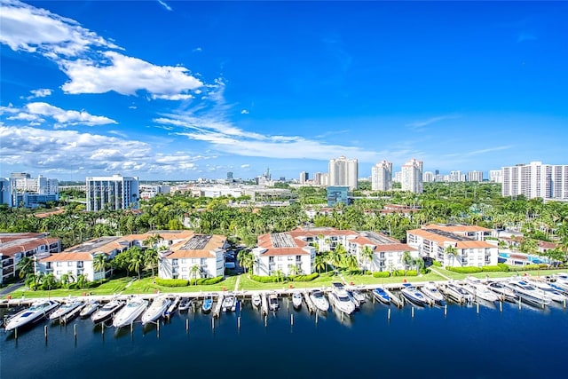 bird's eye view featuring a water view