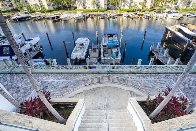 view of dock featuring a water view