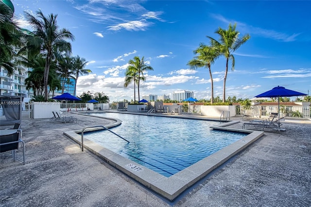 view of pool featuring a patio area