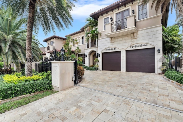 view of front of property with a garage