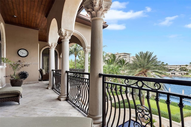 balcony with a water view