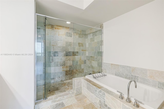 bathroom with plus walk in shower