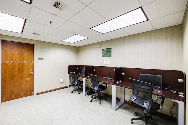 office featuring a drop ceiling