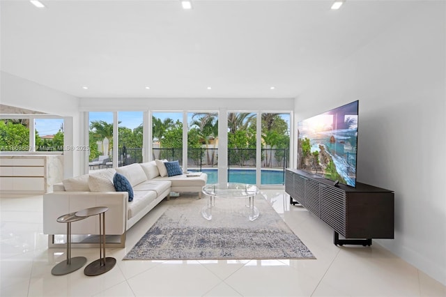 view of tiled living room