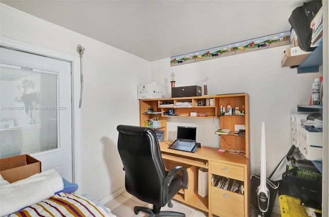 view of tiled home office