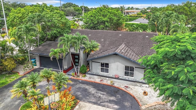 view of front of property with a garage