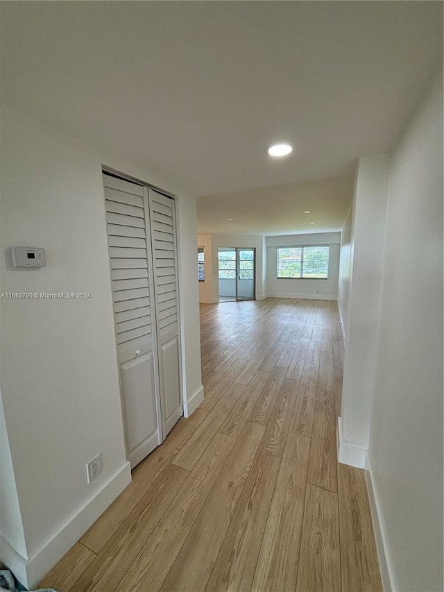 hall featuring light hardwood / wood-style flooring