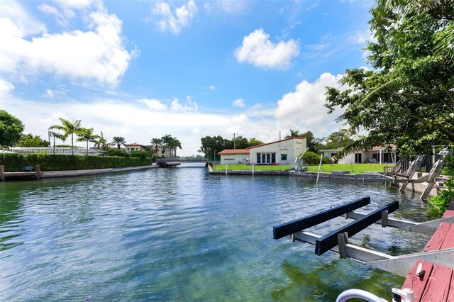 water view with a boat dock