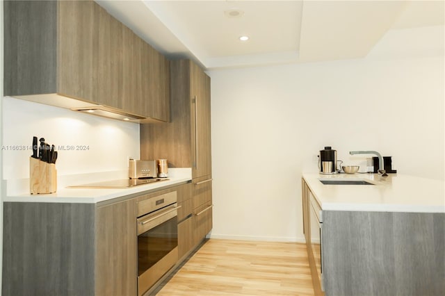 kitchen featuring sink, stainless steel appliances, and light hardwood / wood-style floors