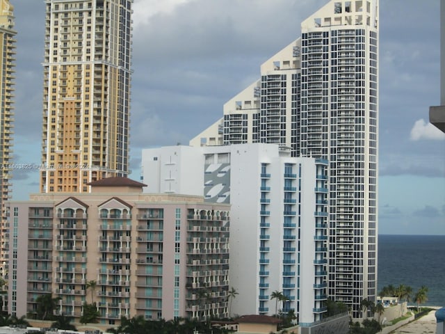 view of building exterior featuring a water view