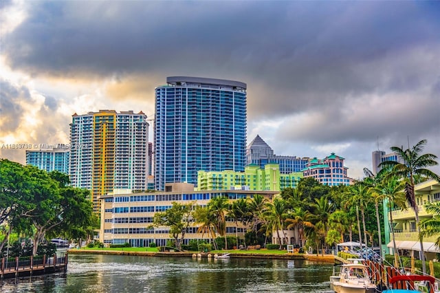 view of city featuring a water view