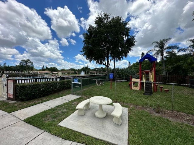 view of yard featuring a playground