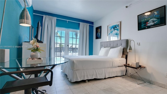 bedroom featuring french doors