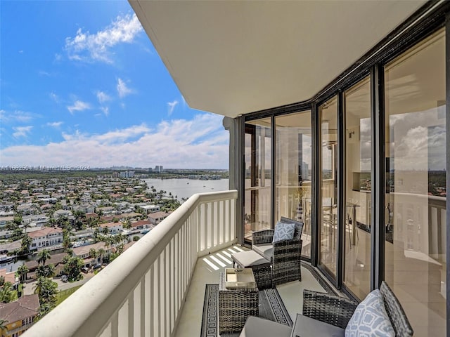 balcony with a water view