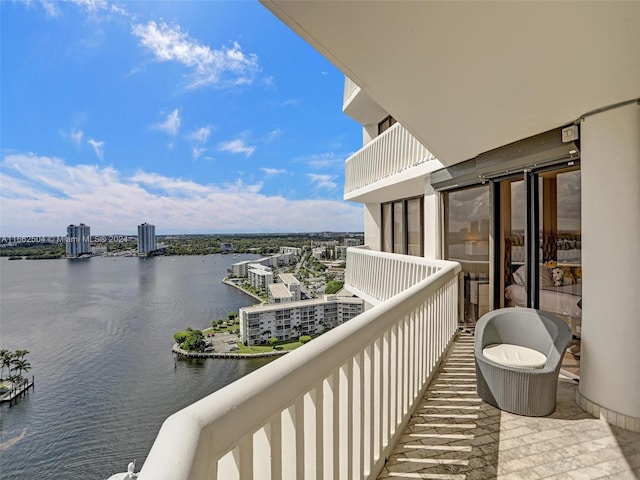 balcony with a water view