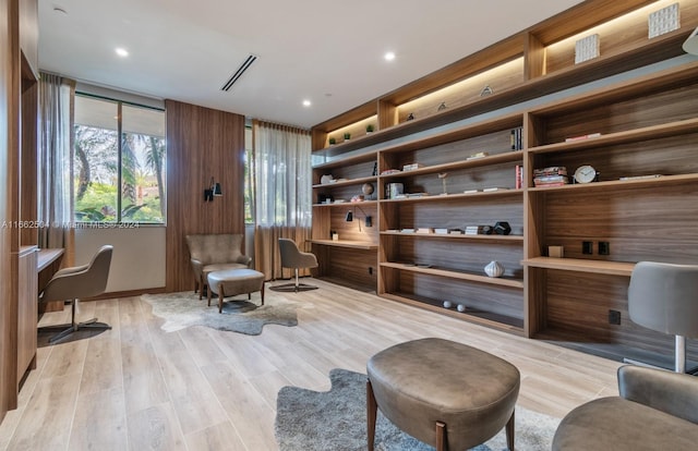 sitting room with light wood-type flooring