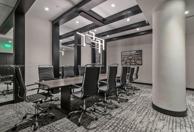 dining area with carpet flooring