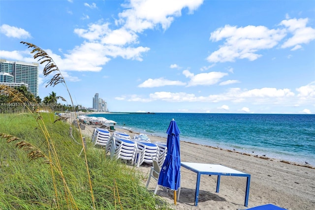 property view of water with a beach view