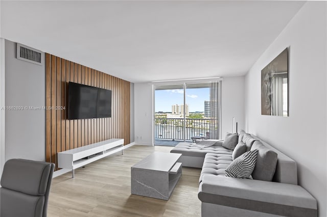 living room with light wood-type flooring