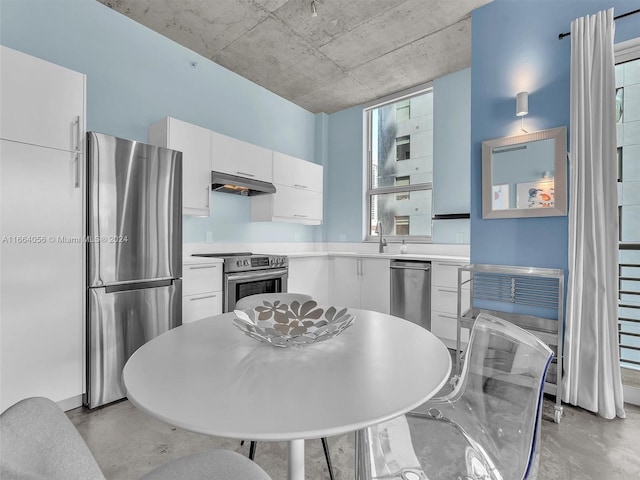 kitchen with white cabinetry, sink, and stainless steel appliances