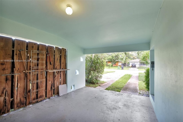 view of garage