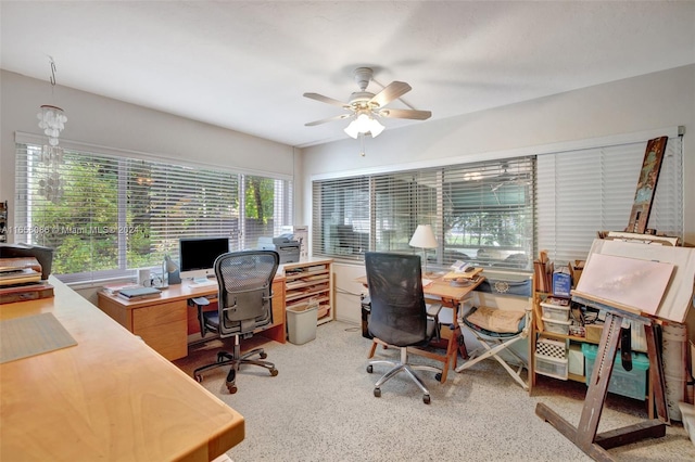 home office featuring ceiling fan