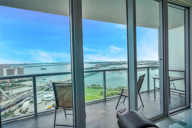 balcony with a water view