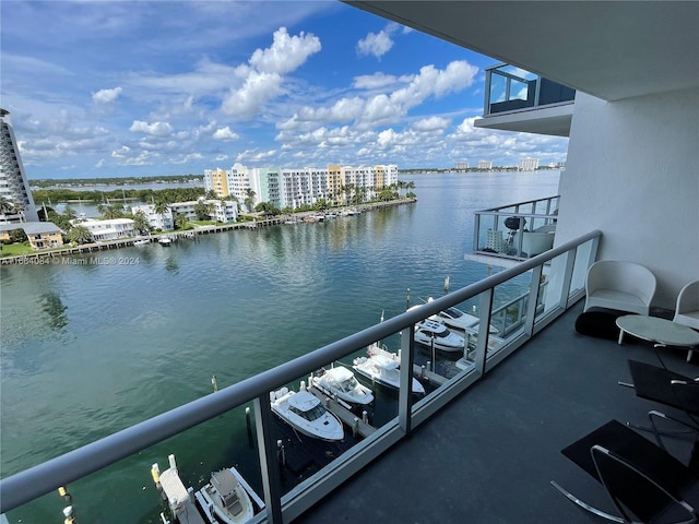 balcony with a water view