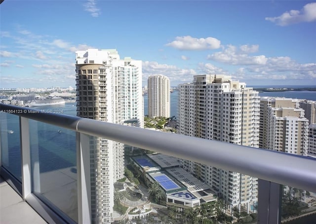 balcony with a water view