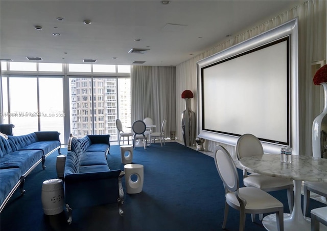 cinema room with carpet floors