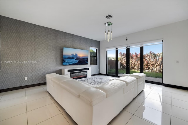 view of tiled living room