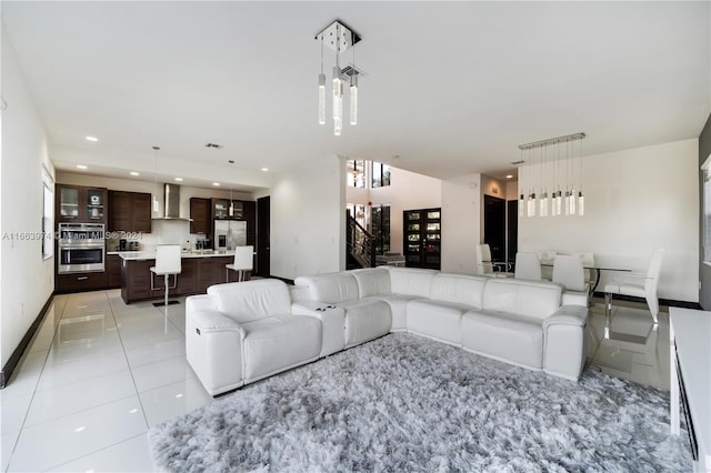 view of tiled living room