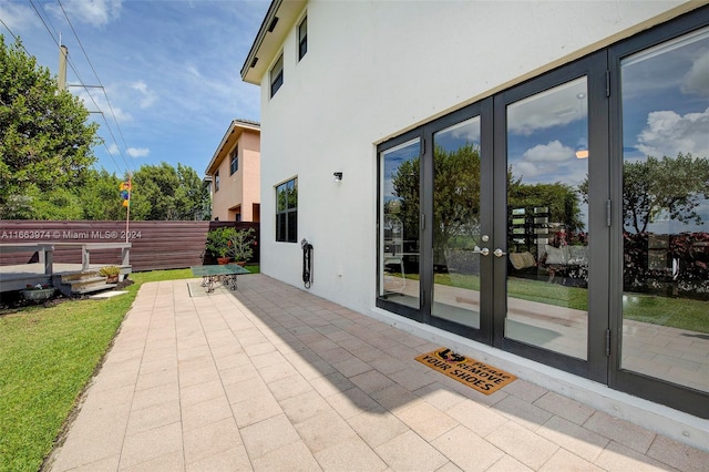 view of patio / terrace featuring french doors