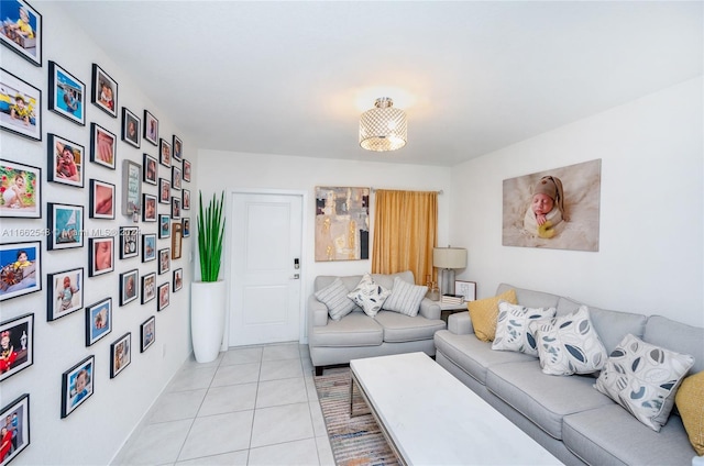 view of tiled living room