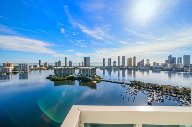 property view of water featuring a city view