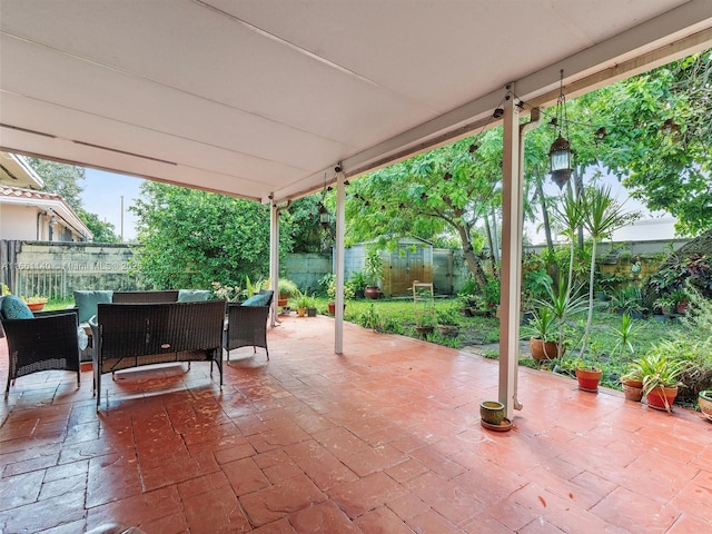 view of patio featuring an outdoor living space