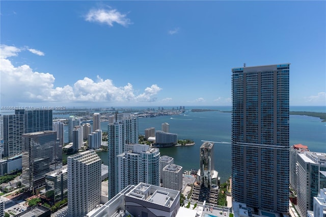 view of city with a water view