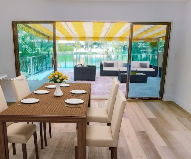 dining area featuring wood-type flooring